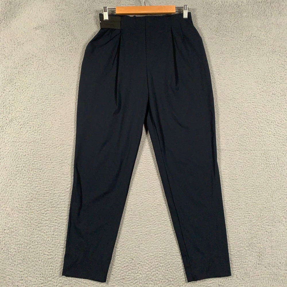Aday Turn It Up Pant Women's Medium M Black Pleated High Rise Tapered Stretch